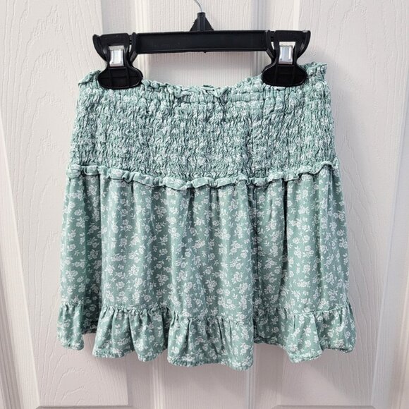 wonder nation Smocked Waist Skort Skirt Floral Pattern Blue White S 6 6X - Picture 9 of 10